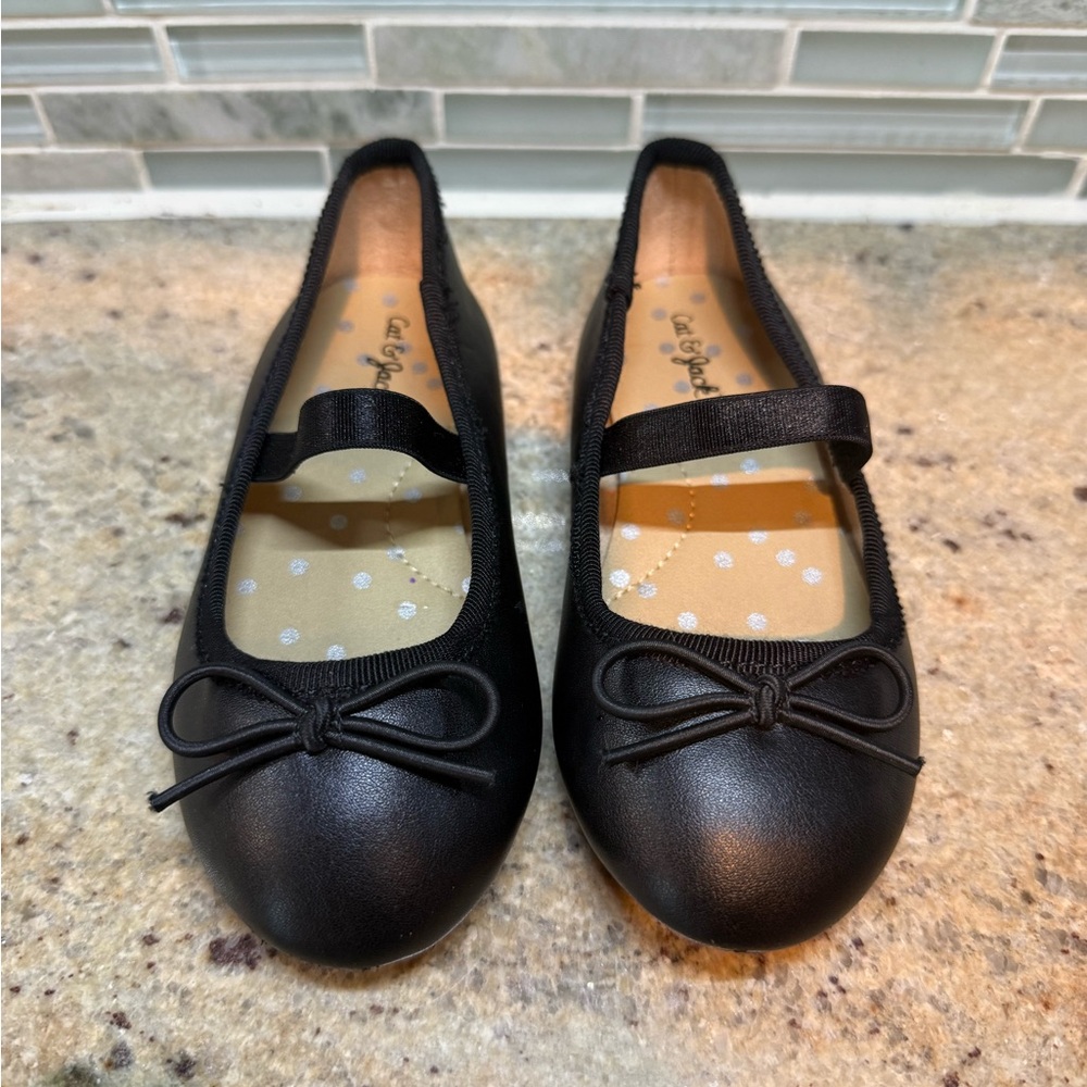 Cat & Jack Black Dress Shoes with Bow in size Toddler Girls 7